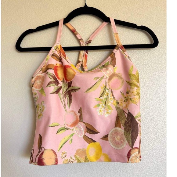 Beyond Yoga Tops - Beyond Yoga Slim Racerback Crop Tank Pink Citrus Print Activewear S Loungewear